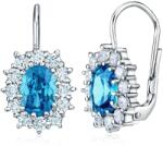Silvego Cercei din Argint cu Topaz Albastru Sintetic cu forma ovală SILVEGOB31571-B