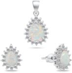 Brilio Silver Set fermecător de bijuterii cu opale SET244W (cercei, pandantiv)