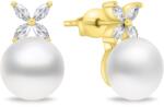 Brilio Silver Cercei decenți placați cu aur cu perle și zirconi EA971Y