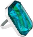 Preciosa Inel de lux din oțel cu o piatră de cristal cehă Preciosa presată manual Ocean Emerald 7446 66 53 mm