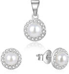 Beneto Set fermecător de bijuterii din argint cu perle reale AGSET270PL (pandantiv, cercei)
