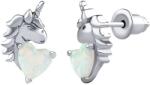 Silvego Cercei din argint unicorn Esma cu opal alb in formă de inimă DCC22008EOW