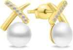 Brilio Silver Cercei fermecători placați cu aur cu perle EA906Y