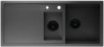 Klarstein TitanSteel konyhai mosogató lefolyóval, 100 x 45 cm, 2 mosogató, rozsdamentes acél, hőálló (SIK1-TitanS-1.5bl100) (SIK1-TitanS-1.5bl100)
