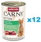 Animonda Carny Kitten Beef&Chicken&Rabbit Marhahús, csirke és nyúl cicáknak 12x400 g