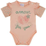 AB ABR Rövid ujjú fodros body - Barack - Szivecskés mintával (56)