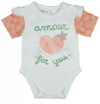 AB ABR Rövid ujjú fodros body - Fehér - Szivecskés mintával (62)