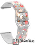  Okosóra szíj - szilikon - VIRÁG MINTÁS - 126+92mm hosszú, 22mm széles, 160-220mm csuklóméretig - HUAWEI Watch GT 46mm / GT 2 46mm / GT 3 Pro 43mm, 46mm / GT 2e / SAMSUNG Galaxy Watch 46mm / Watch3 45m