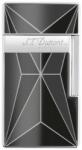 S.T. Dupont Big D fekete és króm színű, fehér geometriai vonalakkal díszített szivaros öngyújtó - széles szúrólánggal (025070)