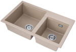Gamma Modern 8020 kétmedencés gránit mosogató, manuális szifonnal, bézs, beépíthető (ZLE000033)