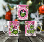 Deconline Customs Grincs mintás karácsonyi bögre 3D pufi hatású "Pink Grinch fuel (DO129101)