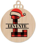 Deconline Customs Egyedi neves fa karácsonyfa dísz karácsonyfagömb Pléd mintás (DO11922)