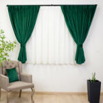 Hiko Set 2 draperii scurte cu doua benzi de prindere Hiko COMFY catifea verde smarald, cu rejansa (10015398)
