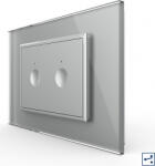 LIVOLO Intrerupator dublu cap scara-cap cruce Livolo touch rama din sticla Gri (vl-fc2s-3ip-15)