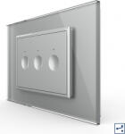 LIVOLO Intrerupator triplu cap scara-cap cruce Livolo touch rama din sticla Gri (vl-fc3s-3ip-15)