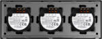 Luxion Intrerupator 3 x Dublu cu Touch din Sticla LUXION Negru (LX-ST-201/201/201-B)