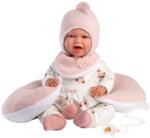 Llorens Llorens: Mimi 42cm-es baba hanggal, pocak párnával macis ruhában (74104) - jatekshop