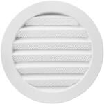 Dalap AVW fehér színű, fém szellőzőrács rovarvédő hálóval és karimával, Ø 200 mm