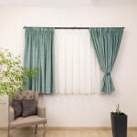  Set 5 piese Hiko, doua draperii scurte din catifea Comfy verde deschis cu 2 benzi de prindere si o perdea Ana voal, cu rejansa (10010032)