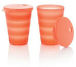 Tupperware Új hullám pohár szívószálas tetővel, 2 db (330 ml), Piros + lila - Tupperware