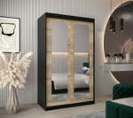  Veneti DONICELA 2 tükrös szekrény - 120 cm, fekete / sonoma
