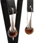 R. M. ékszer Fülbevaló golyó tigrisszem mintás kürt 10mm (087664)