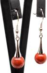 R. M. ékszer Fülbevaló golyó jáspis vörös pálca lógós 10-11mm (087292)