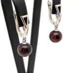 R. M. ékszer Fülbevaló golyó obszidián mahagóni nyíl záras 10mm (087686)