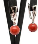 R. M. ékszer Fülbevaló golyó jáspis vörös nyíl záras 10mm (088277)