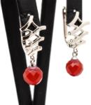 R. M. ékszer Fülbevaló fazettált golyó karneol hullám záras 8mm (088420)