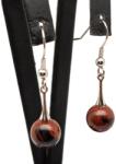 R. M. ékszer Fülbevaló golyó mahagóni obszid kis pálca lógós 10-11mm (087771)