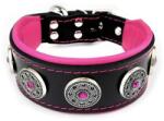 Bestia Zgarda Bijou Puppy, Piele Naturala, M: 30-35 cm, Roz - petshopmarcu