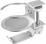 PadForce Suport PadForce® birou pentru casti, pahar, organizator cabluri, multifunctional din aluminiu, anti-alunecare, rotire 360 pentru Gaming, Streaming, Office - Gri
