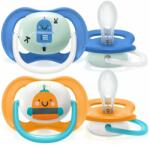 Philips Залъгалки Philips Avent - Ultra Air Happy, с декорация Роботи, за момче, 6-18 m, 2 броя (00A.0523.004-boy)