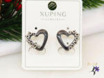 Xuping Meri-black Gold Filled szívalakú kermis fülbevaló-ródium (F-781)