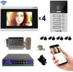 Mentor Kit Interfon Video 4 familii wireless WiFi IP65 1.3MP 7 inch Color 4in1 POE RJ45 Tag Mentor SYKT035 (MMDSYKT035)