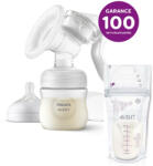 Philips - Pompă de lapte matern manuală + pungi de lapte matern 180 ml 25 buc (VP-F173690)