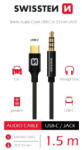 SWISSTEN AUDIO ADAPTER TEXTIL USB-C (masculin)/3.5mm JACK (masculin) 1.5M NEGRU (73501303)
