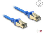 Delock Cablu de rețea RJ45, Cat. 8.1, F/FTP, subțire, 3 m, albastru (80335)