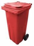  No brand Műanyag kültéri hulladékgyűjtő szelektív hulladékhoz, 120 l térfogat, piros