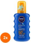 Nivea Set 2 x Spray cu Protectie Solara Colorat Nivea Sun Kids Protect & Care, SPF 50+, pentru Copii, 200 ml (ROC-2xMAG1008592TS)