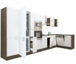 Leziter Yorki 430 sarok konyhabútor yorki tölgy korpusz, selyemfényű fehér fronttal alulagyasztós hűtős szekrénnyel (LS430YFH-AF) - geminiduo