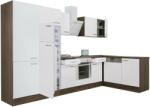 Leziter Yorki 340 sarok konyhabútor yorki tölgy korpusz, selyemfényű fehér front alsó sütős elemmel polcos szekrénnyel, felülfagyasztós hűtős szekrénnyel (LS340YFH-SUT-PSZ-FF) - geminiduo