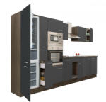 Leziter Yorki 360 konyhabútor yorki tölgy korpusz, selyemfényű antracit fronttal alulfagyasztós hűtős szekrénnyel (L360YAN-AF) - geminiduo