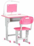 art Birou cu scaun pentru copii 6-12 ani, inaltime reglabila, PP, MDF, otel, lampa USB, roz GartenVIP DiyLine