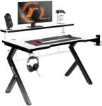 Huzaro Gamer asztal 5.0 játékasztal, monitor állvánnyal, 120 x 60 x 69, 5 cm, alumínium / HDF, fekete / fehér (HERO-5-0-WHITE)
