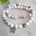 Kristály Jóga Shop Dendrites opál (merlinit) 8 mm-es gyöngysor, köztesekkel és pillangóval