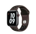 Apple Watch 4-6, SE, SE (2022) (38 / 40 mm) / Watch 7-9 (41 mm), szilikon pótszíj, állítható, lyukacsos, vasércszín/fekete, gyári