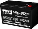 TED Electric Acumulator TED AGM VRLA 12V 9, 1A, 151x65x95mm, F2, Battery Expert Holland (TED003263)