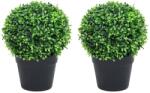 vidaXL Plante artificiale cimișir cu ghiveci, 2 buc. verde 37 cm minge (336518)
